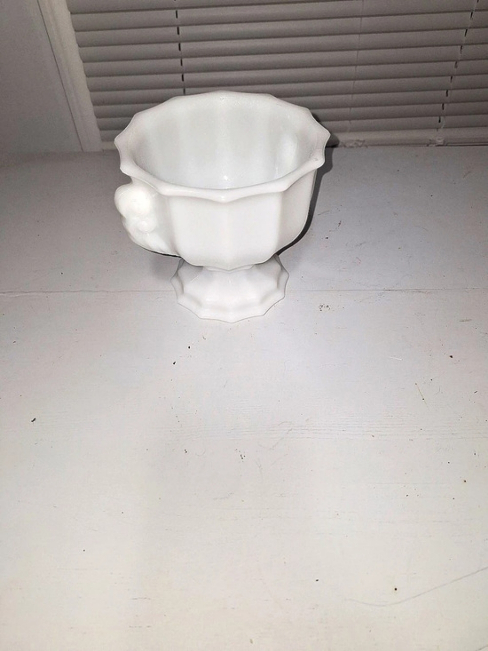 Imperial Glass Rose Milk Glass Pedestal Compote White
